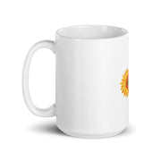 Lavish Kitchen Isle 15oz white glossy mug with handle on the left, perfect for hot beverages, stylish and comfortable to hold.