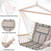 Outsunny bright floral hanging hammock chair with safe rope frame and pillow top, measuring 100x106cm.